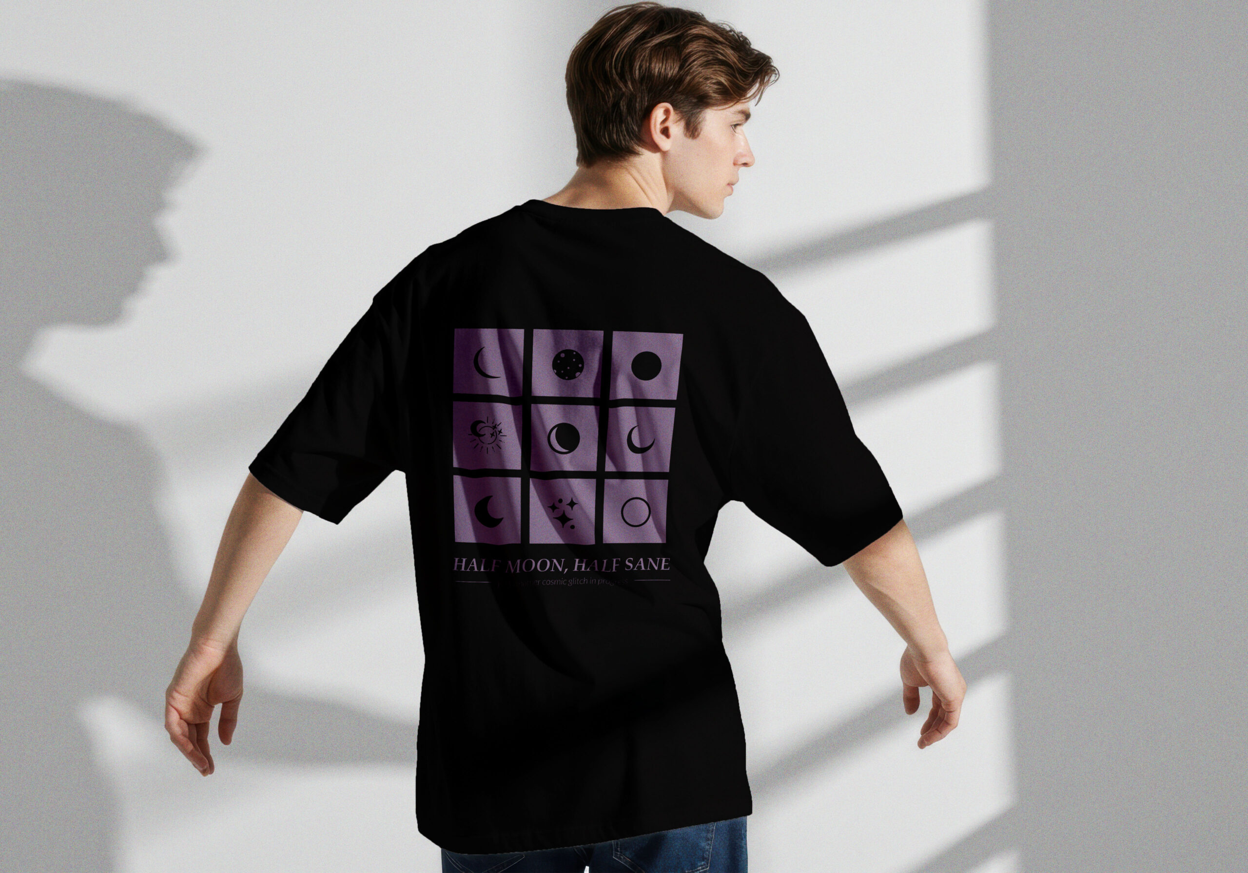 black Half Moon, Half Sane Tee - Black - Image 1