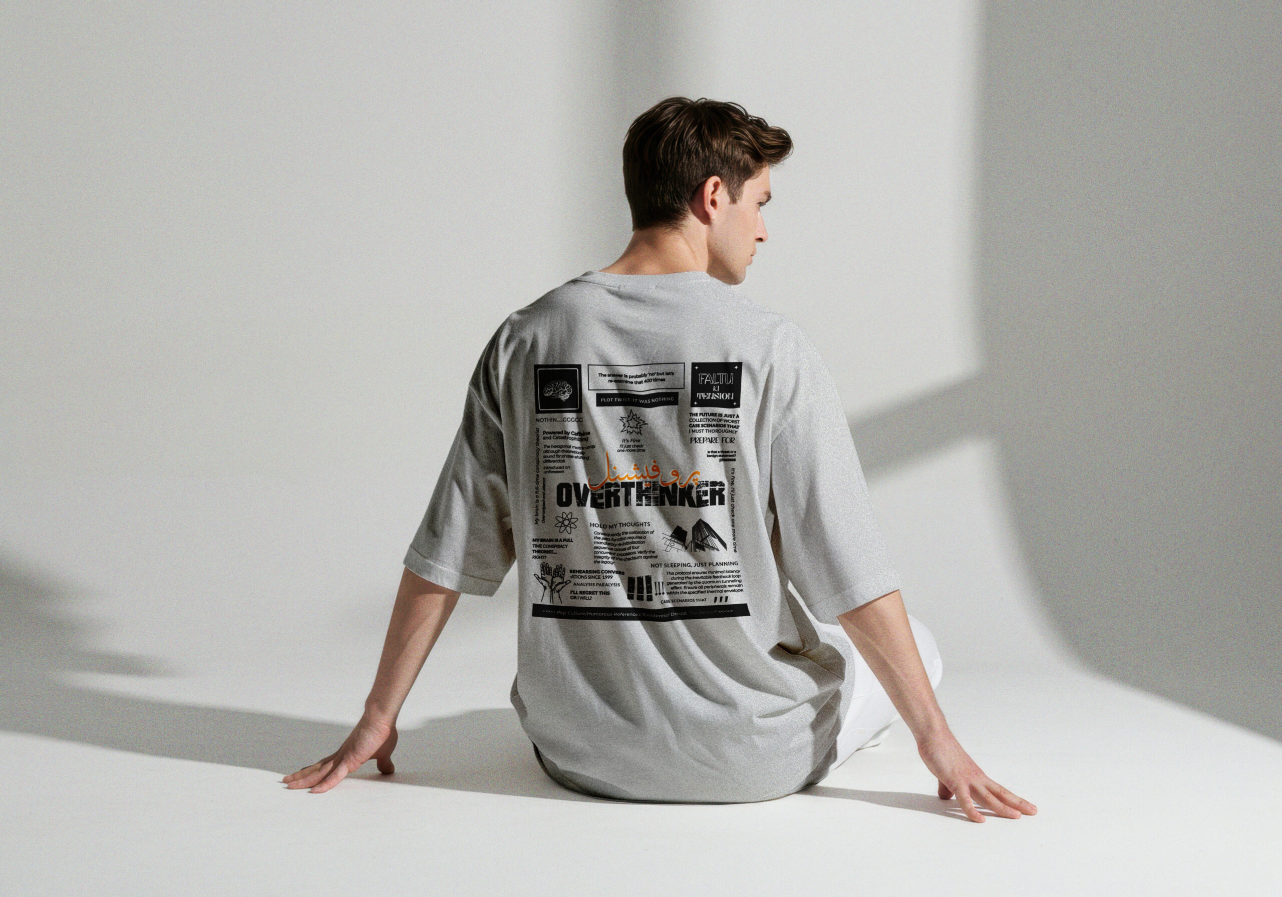 grey Professional Overthinker Tee - Two-Tone Grey - Image 1